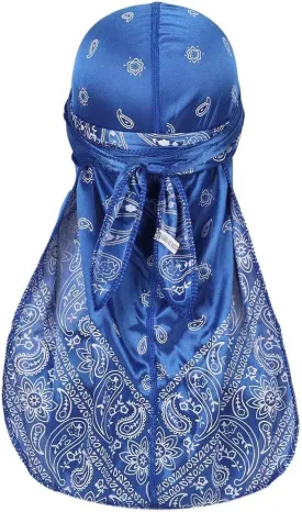 Assorted Paisley Bandana Doo rag Cap Headwraps Men's Women's Silk Durag with Long Tail and Wide Straps for 360 Waves