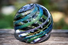 Dark Dichroic Rainbow Orb with Cremation Ash