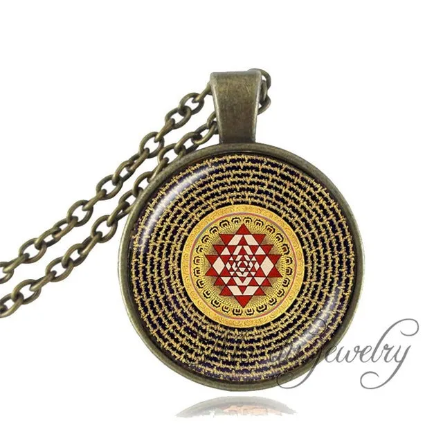 Drop shipping Fashion Buddhist Sri Yantra Pendant Necklace Sacred Geometry Sri Yantra Jewelry, Jewelry wholesale
