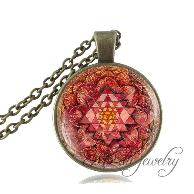 Drop shipping Fashion Buddhist Sri Yantra Pendant Necklace Sacred Geometry Sri Yantra Jewelry, Jewelry wholesale