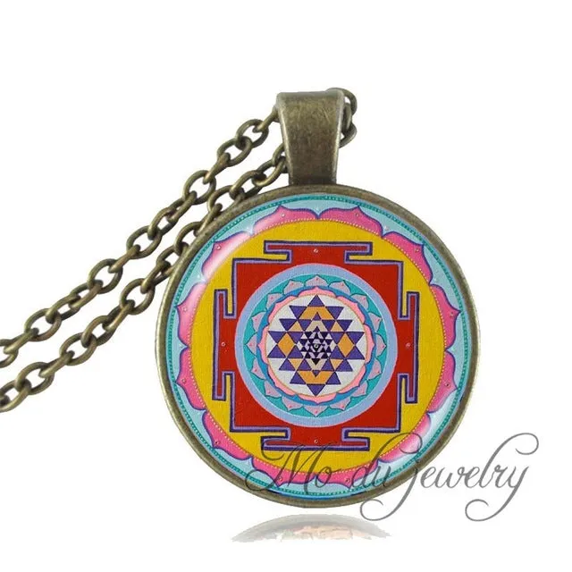 Drop shipping Fashion Buddhist Sri Yantra Pendant Necklace Sacred Geometry Sri Yantra Jewelry, Jewelry wholesale