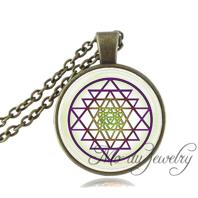 Drop shipping Fashion Buddhist Sri Yantra Pendant Necklace Sacred Geometry Sri Yantra Jewelry, Jewelry wholesale