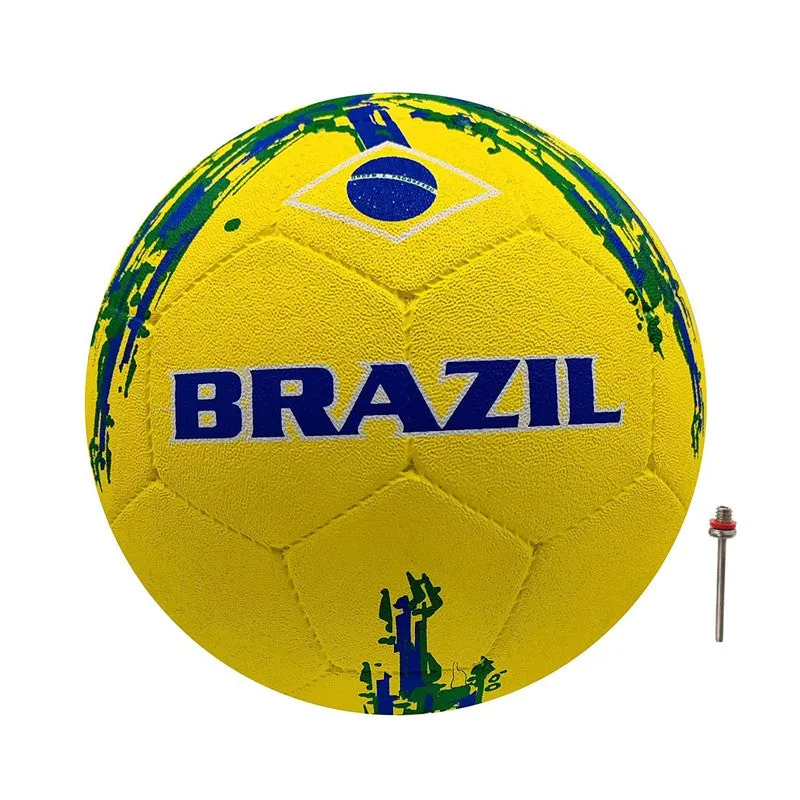 Flag Molded Rubber Street Football/Soccer Ball (Brazil, Yellow, Size-5)