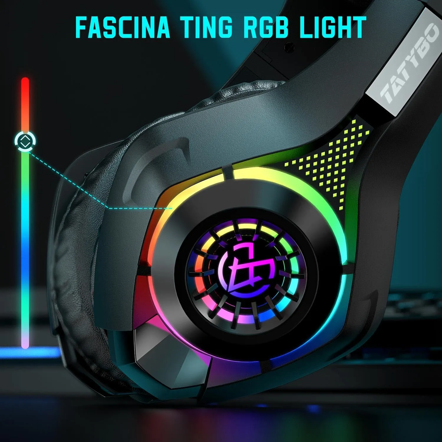 Gaming Headset for PS4 PS5 Xbox One PC, Over-Ear Gaming Headphones with Surround Sound, Noise Canceling Mic, RGB Light