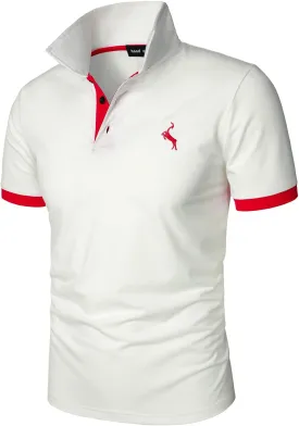 HOOD CREW Men??s Classic Polo Shirt Short Sleeve Shirts Lightweight Casual Tops