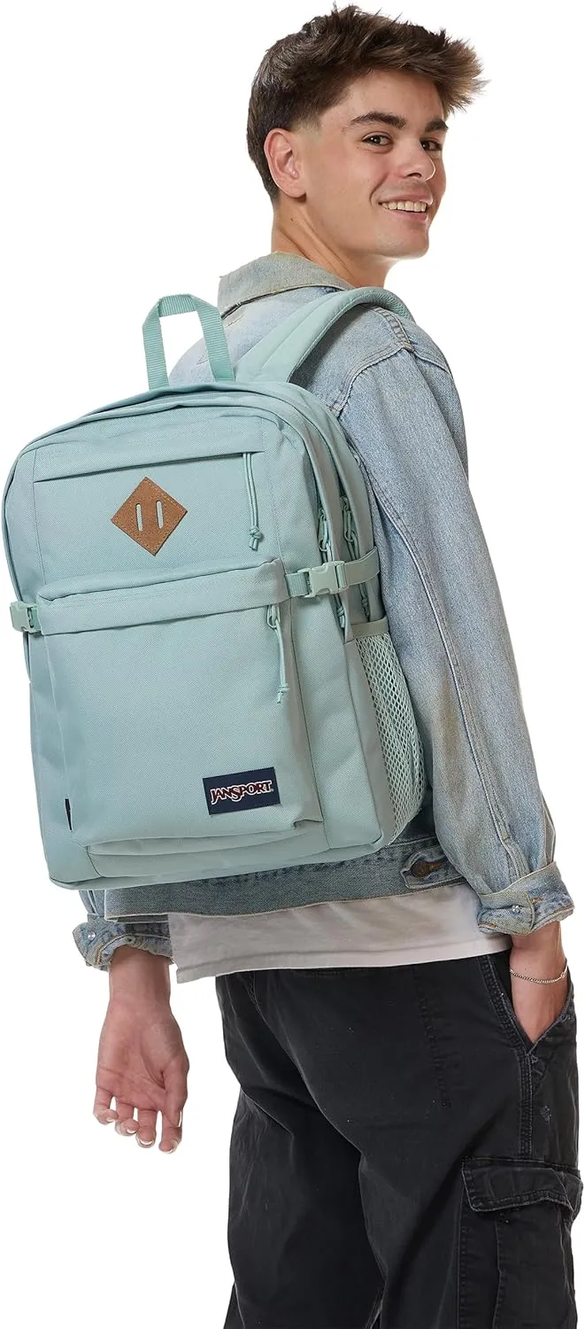 JanSport Main Campus Backpack - Travel or Work Backpack with 15-Inch Laptop Sleeve and Dual Water Bottle Pockets, Faded Sage