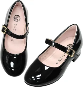 LseLom Girls Dress Shoes-Mary Jane Shoes for Girls Low Heel Princess Hook and Loop Dress Shoes Party Wedding Flats for Little/Big Kids