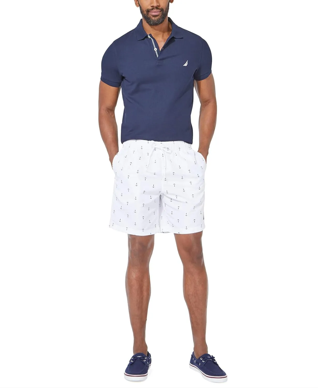 Nautica Men's Standard Quick Dry All Over Classic Anchor Print Swim Trunk