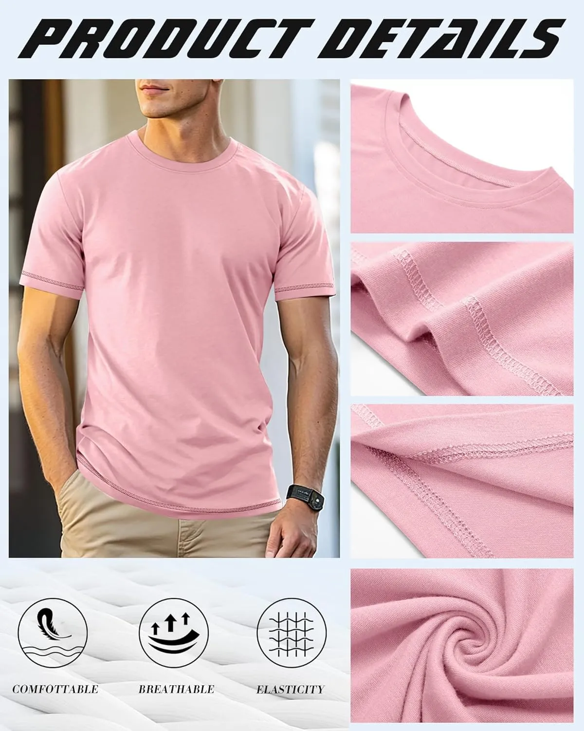 Neer 3 Pack Big and Tall Shirts for Men L-5XL, Oversized Cotton Crewneck Tops Loose Casual Large T-Shirts Summer Basic Tee