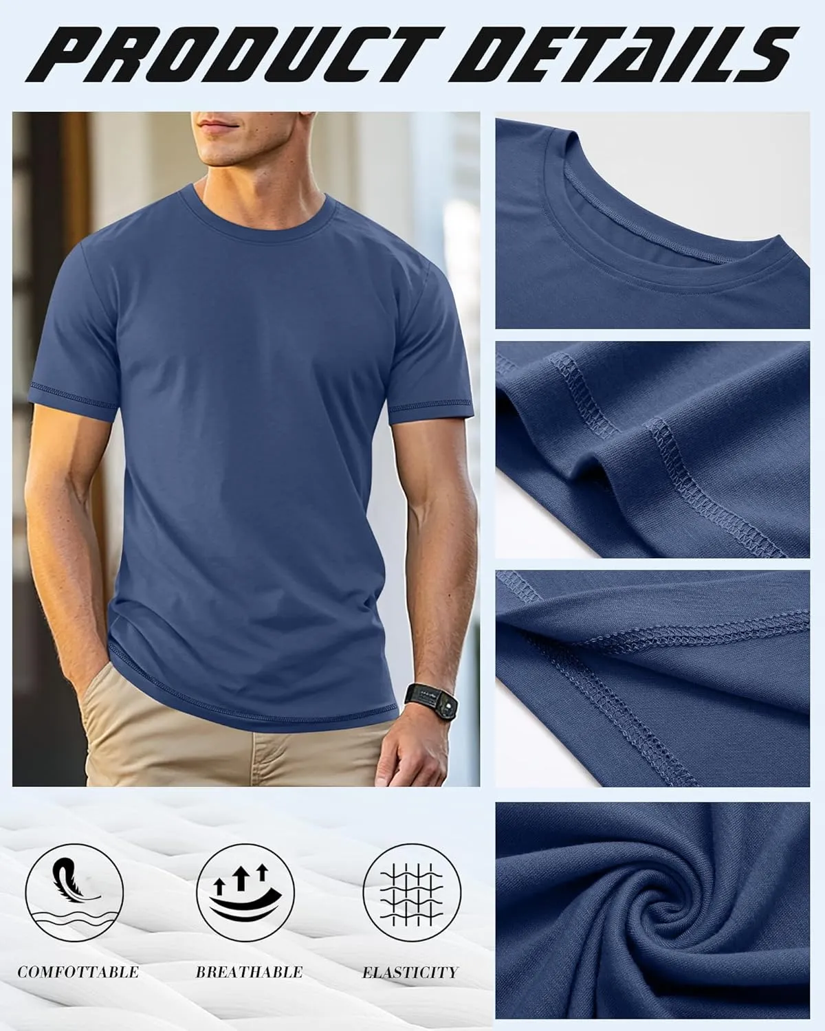 Neer 3 Pack Big and Tall Shirts for Men L-5XL, Oversized Cotton Crewneck Tops Loose Casual Large T-Shirts Summer Basic Tee