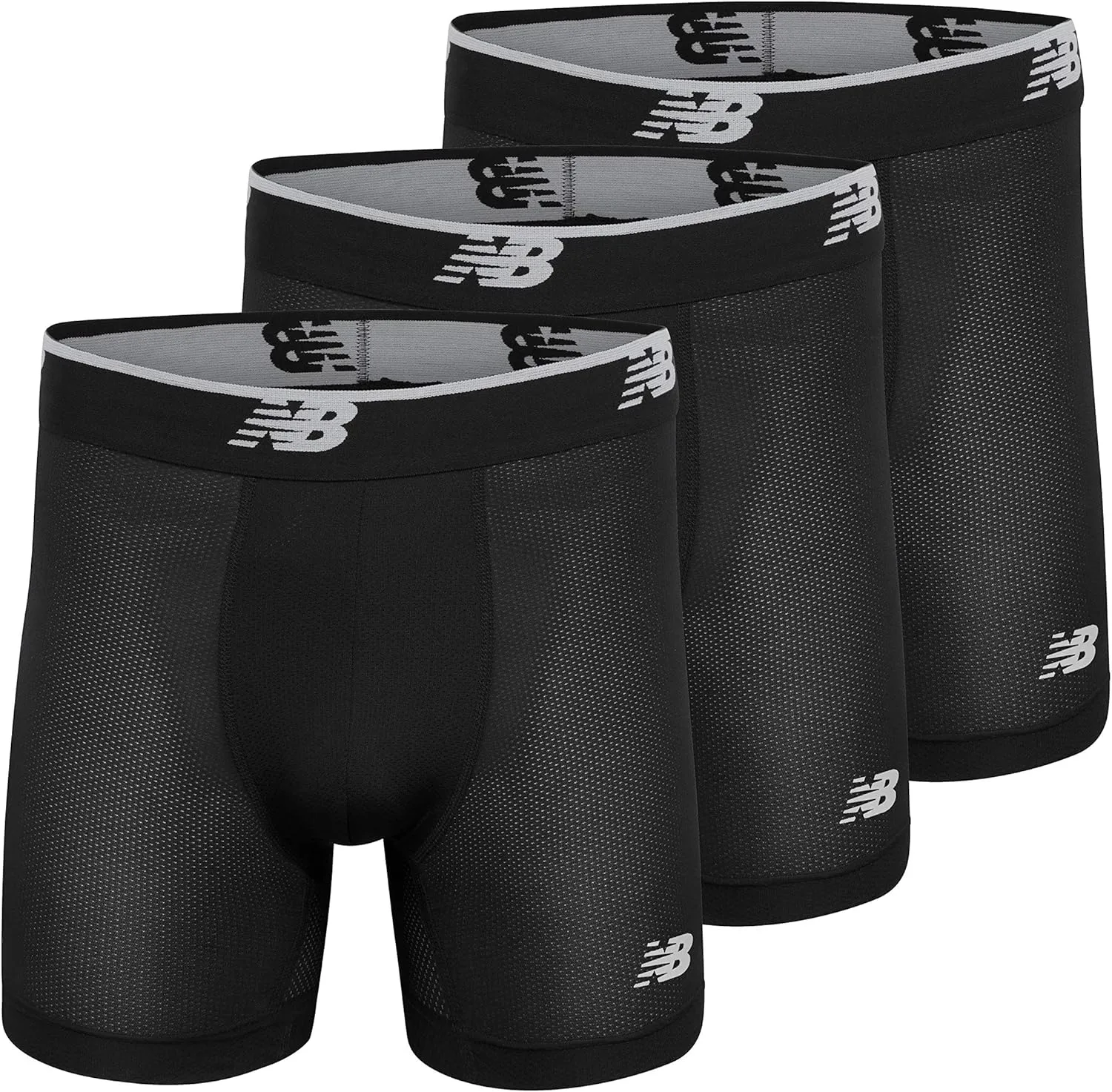 New Balance Men's Mesh Jersey Performance Wicking No Fly Boxer Briefs Underwear (4 Pack)