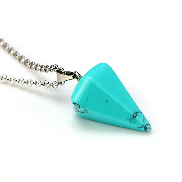 New Natural stone Quartz stone pendant Chain necklace Women Statement Fashion Jewelry  Free shipping