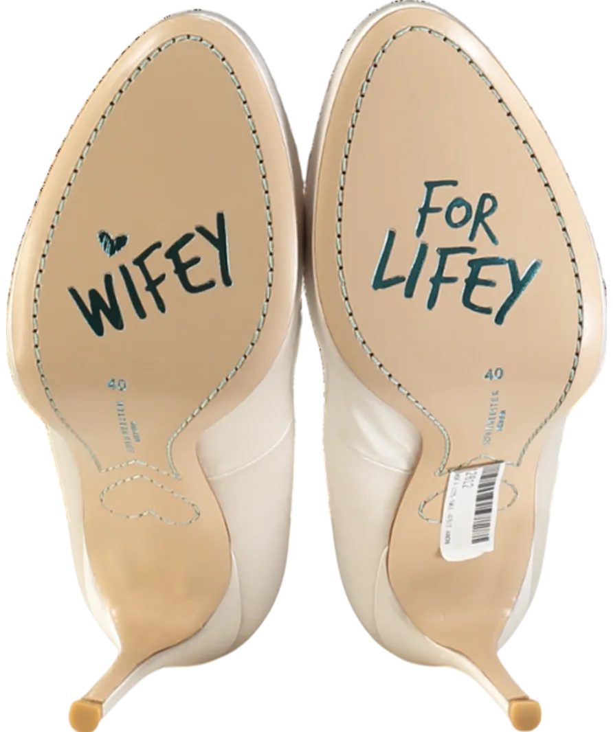 Sophia Webster White "Wifey for Lifey" Pirouette Bridal Heels UK 7 EU 40 👠
